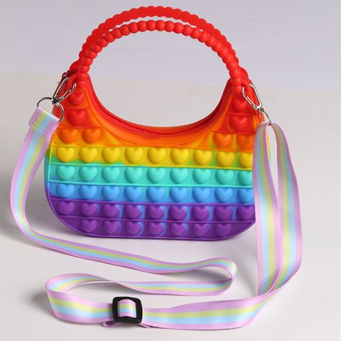 Colorful Children's Silicone Bubble Shoulder Strap Decompression Puzzle  Handbag
