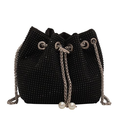 Women's Small Rhinestone Solid Color Streetwear Pearls String Crossbody Bag