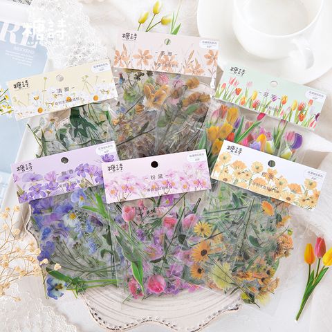 Candy Posts Pet Stickers Pack Huayang Breeze Series Fresh Journal Diary Diy Flower Shaped Stickers 40 Pieces 6 Models