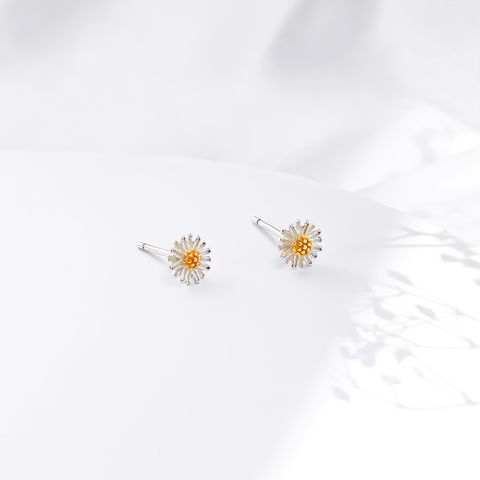 1 Pair Cute Flower Sterling Silver Plating Ear Studs