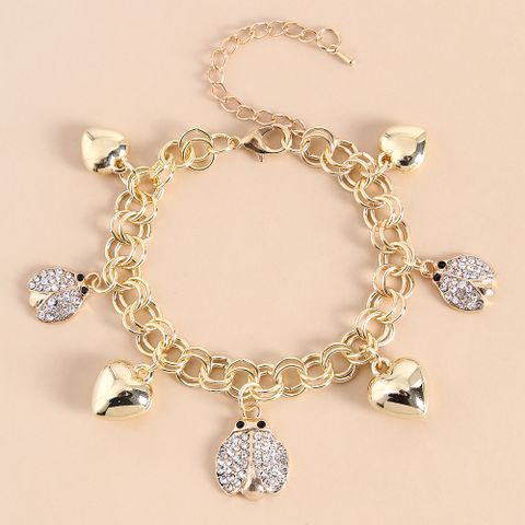 Animal Insect Fashion Golden Heart O-shaped Crystal Diy Retro Alloy Bracelet