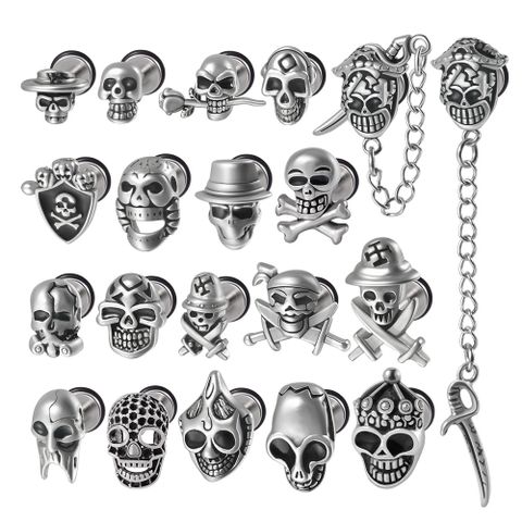 1 Piece Punk Skull Stainless Steel Ear Studs