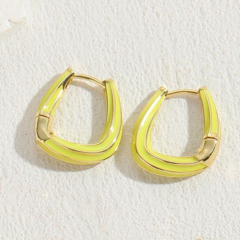 1 Pair Elegant Luxurious Classic Style Spiral Stripe Enamel Plating Copper 14k Gold Plated Earrings