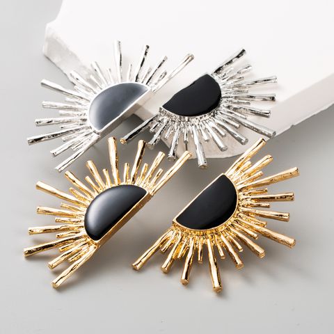 Retro Sun Alloy Metal Enamel Plating Gold Plated Silver Plated Women's Ear Studs