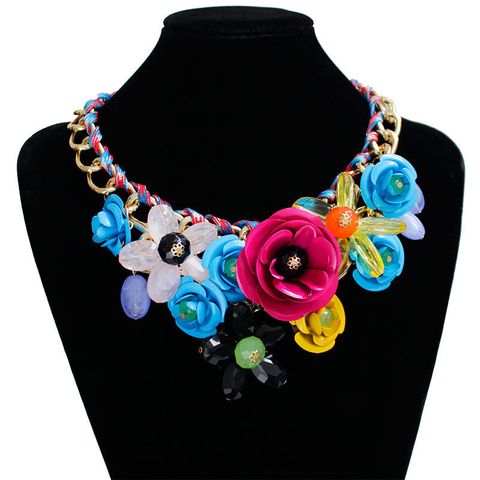 Wholesale Jewelry Modern Style Flower Arylic Iron Plating Necklace