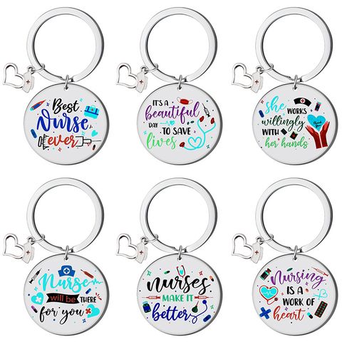 Simple Style Letter Stainless Steel Nurses Day Women's Bag Pendant Keychain