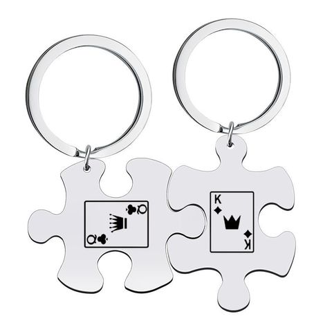 Simple Style Jigsaw Stainless Steel Plating Bag Pendant Keychain