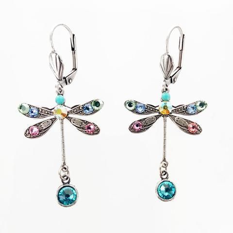 Vintage Style Colorful Dragonfly Alloy Inlay Artificial Gemstones Women's Drop Earrings