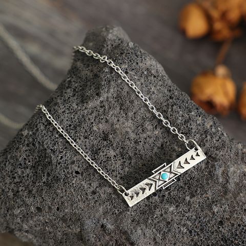 Vintage Style Novelty Triangle Rectangle Alloy Inlay Turquoise Women's Necklace