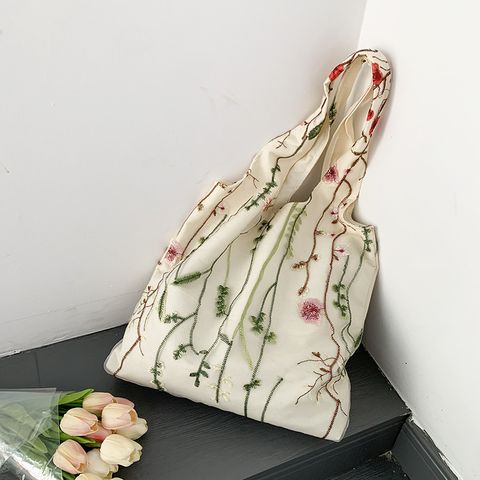 Women's Vintage Style Flower Canvas Shopping Bags