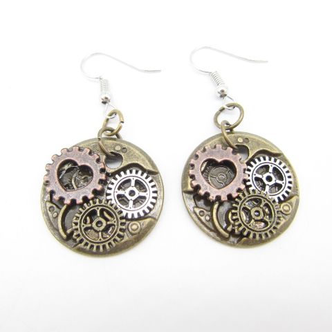 Retro Round Alloy Plating Women's Drop Earrings