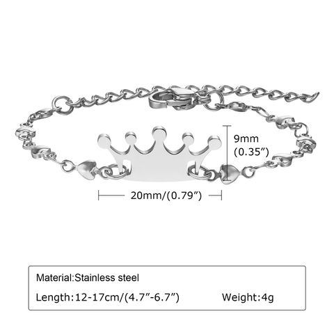 Cute Simple Style Crown 201 Stainless Steel Patchwork Girl'S Bracelets