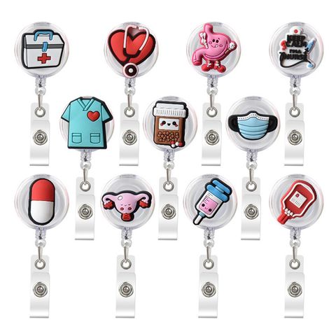 Cross-border Can Buckle Doctor Nurse Flexible Glue Pvc Work Permit Name Badges Holder Certificate Retractable Buckle Name Tag Clip