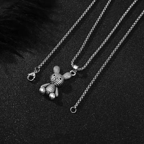 Hip-hop Rabbit Bear Alloy Titanium Steel Plating Unisex Pendant Necklace