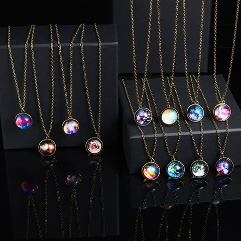 Artistic Constellation Alloy Inlay Glass Unisex Pendant Necklace