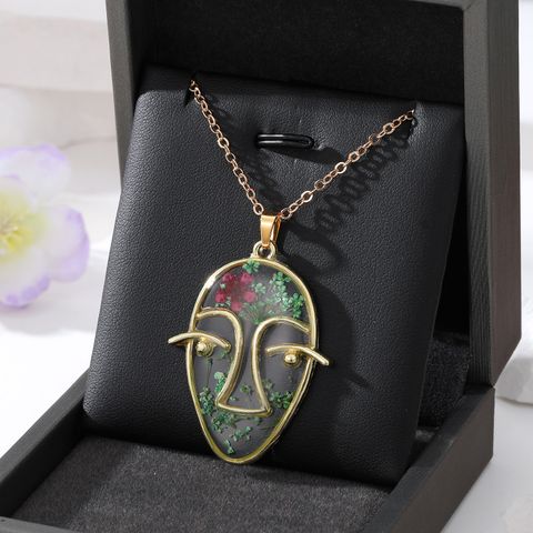 Casual Cute Simple Style Round Alloy Resin Patchwork Women's Pendant Necklace
