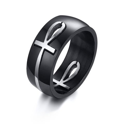 Casual Simple Style Cross Stainless Steel Plating Hollow Out Rings