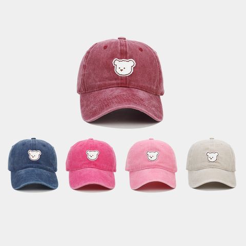 Women's Cute Bear Embroidery Curved Eaves Baseball Cap