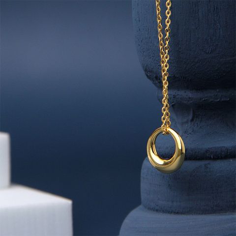 304 Stainless Steel 18K Gold Plated IG Style Plating Circle Pendant Necklace