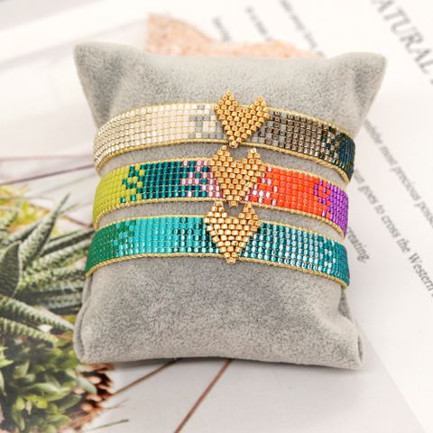 Ethnic Style Gradient Color Heart Shape Glass Wholesale Bracelets