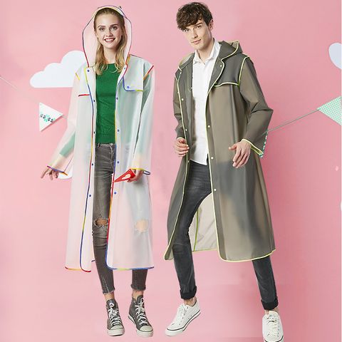 Solid Color Translucent Fashion Wrap Eva Outdoor Raincoat
