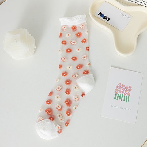 Women's Sweet Flower Nylon Ankle Socks A Pair