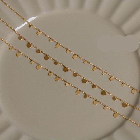 304 Stainless Steel 18K Gold Plated Simple Style Plating Round Square Water Droplets Necklace