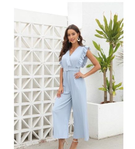 Women's Daily Casual Solid Color Ankle-length Patchwork Belt Jumpsuits