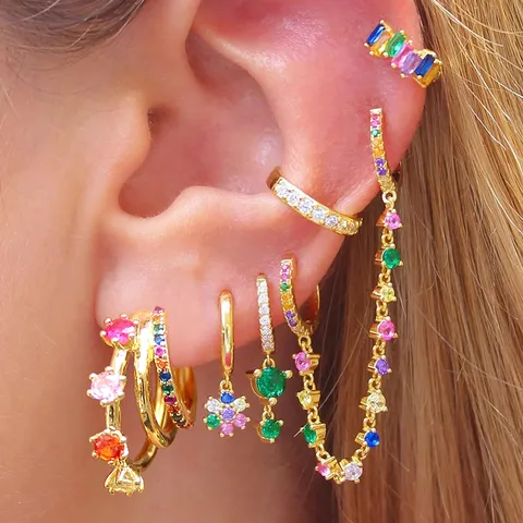 1 Pair Elegant Classic Style Petal Inlay Copper Zircon 24k Gold Plated Drop Earrings Ear Studs