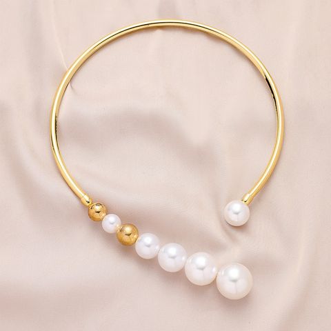 Elegant Exaggerated Round Alloy Pearl Plating Women's Choker