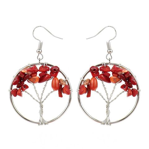 Fashion Tree Natural Stone Copper Beaded Plating Drop Earrings 1 Pair