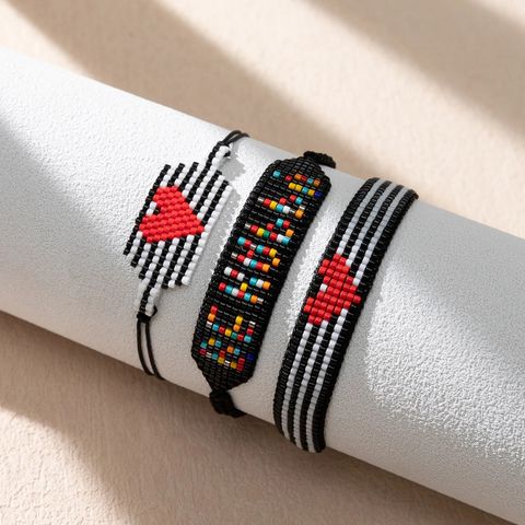 Bohemio Forma De Corazón Vidrio Hecho A Mano Mujeres Pulsera