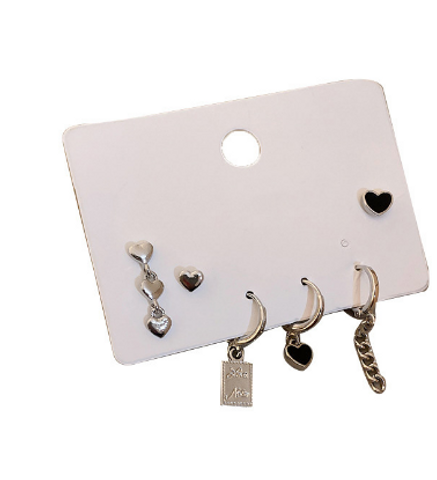 1 Set Fashion Heart Shape Sterling Silver Plating Earrings