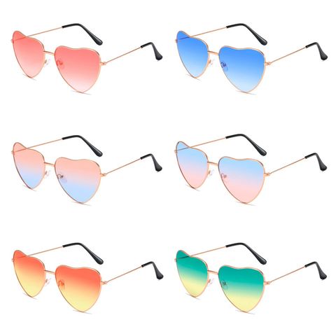 Sweet Simple Style Color Block Gradient Color Ac Heart Shape Full Frame Women's Sunglasses