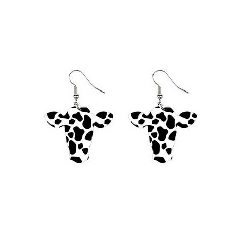 1 Pair Retro Cool Style Cow Pattern Boots Wood Drop Earrings
