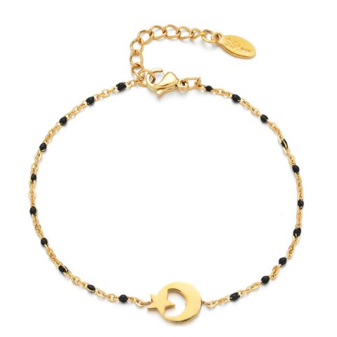 Ig Style Star Moon Stainless Steel Beaded Charm Plating 18k Gold Plated Bracelets