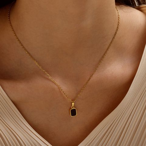 201 Stainless Steel 18K Gold Plated IG Style Vacation Simple Style Plating Solid Color Agate Shell Pendant Necklace