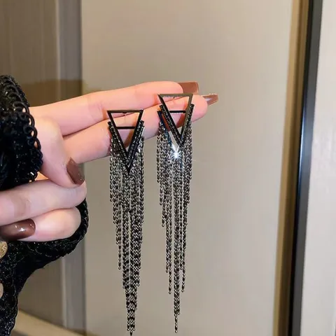 Elegant Glam Triangle Metal Tassel Plating Women's Drop Earrings