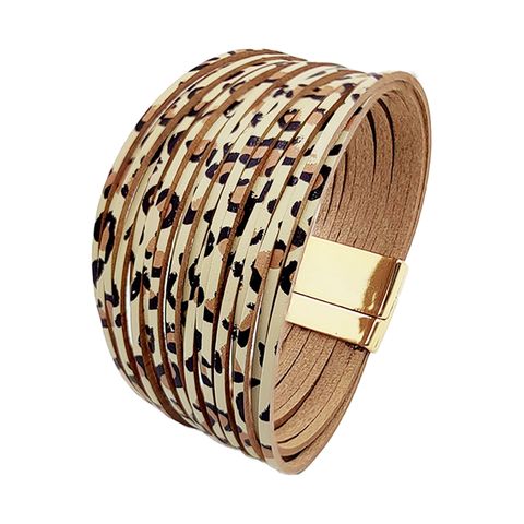Simple Style Color Block Pu Leather Patchwork Women's Bangle