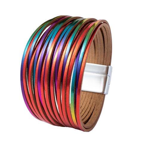 Simple Style Color Block Pu Leather Patchwork Women's Bangle