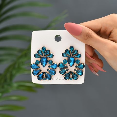 1 Pair Luxurious Shiny Water Droplets Inlay Copper Alloy Glass Ear Studs