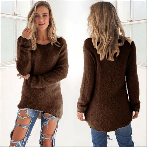 Women's Sweater Long Sleeve Sweaters & Cardigans British Style Solid Color