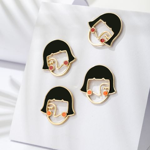 Vintage Style Simple Style Human Face Alloy Enamel Plating Hollow Out Women's Ear Studs