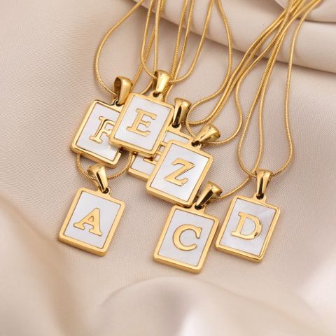 Stainless Steel 18K Gold Plated Casual Commute Plating Inlay Letter Shell Pendant Necklace
