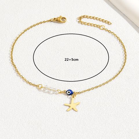 Casual Vacation Devil'S Eye Starfish 201 Stainless Steel Plating 18K Gold Plated Women'S Anklet