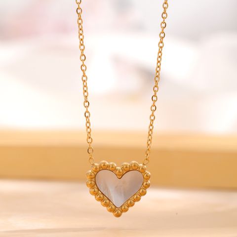 304 Stainless Steel 18K Gold Plated Retro Classic Style Enamel Plating Star Heart Shape Flower Resin Shell Necklace
