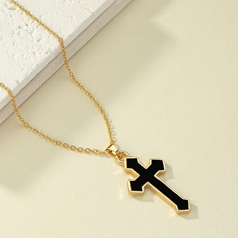 Retro French Style Cross Alloy Plating Women's Pendant Necklace