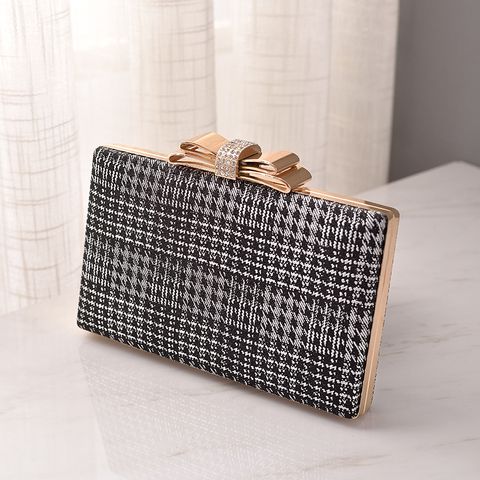 Women's Pu Leather Solid Color Bow Knot Elegant Classic Style Square Lock Clasp Clutch Bag Crossbody Bag Evening Bag