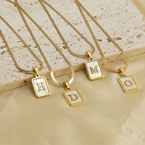 Stainless Steel 18K Gold Plated Casual French Style Plating Inlay Letter Shell Pendant Necklace