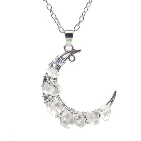 Simple Style Irregular Moon Alloy Crystal Women's Pendant Necklace